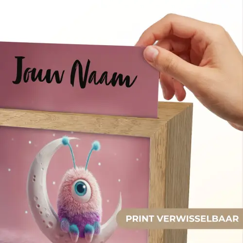 Maan - Monster - Roze Light Box met kabel (Kinderlampje) klein -USP_websiteprintNL