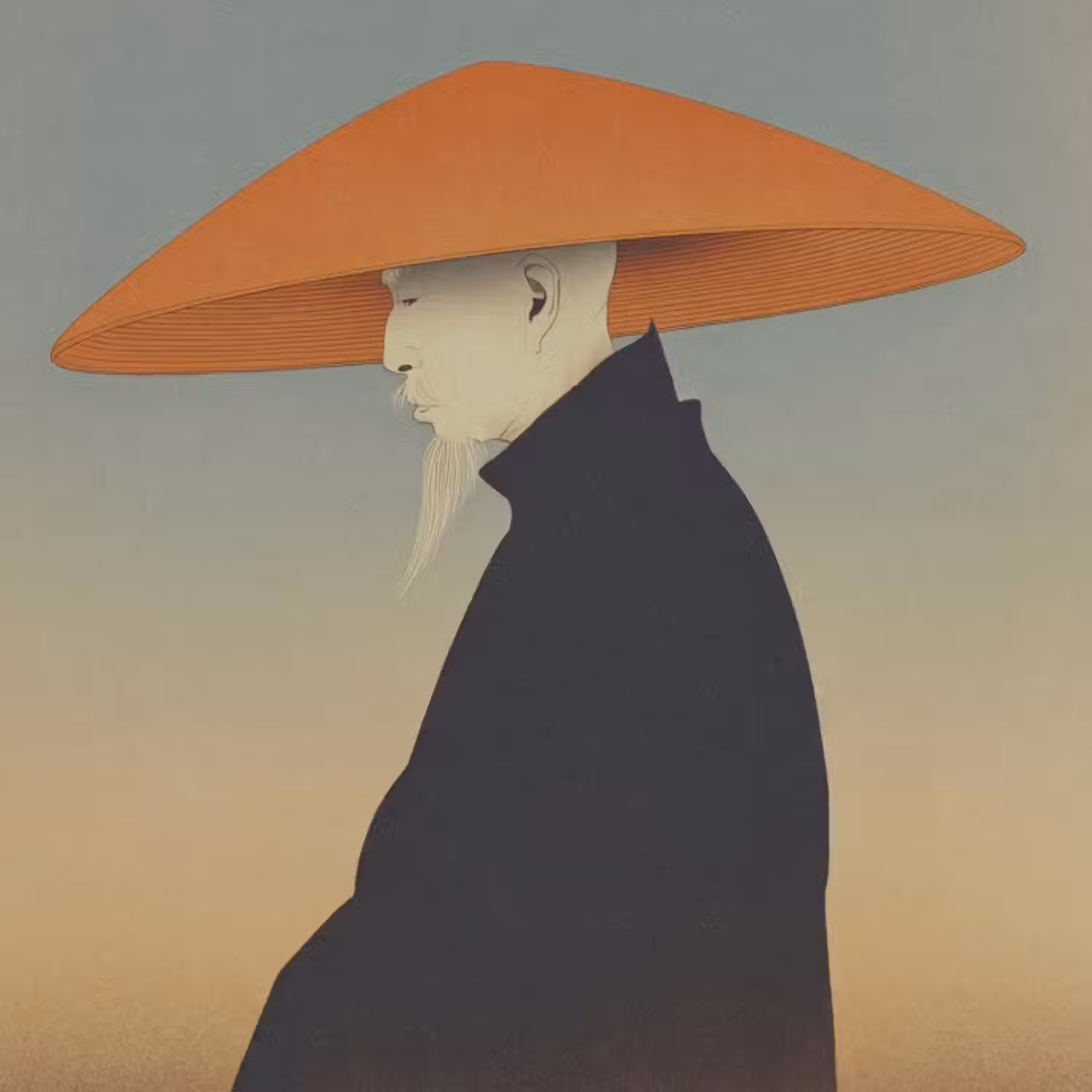 Behang - Minimalistisch - Silhouet - Oranje