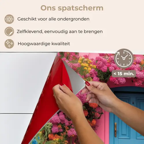 Bloemen - Deur - Roze keuken achterwand spatscherm klein -spatscherm_NL