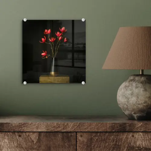 Rode - Bloemen - Vaas plexiglas 5mm klein -sfeer3