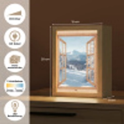 Doorkijk - Winterlandschap - Natuur - Berg - Bomen - Hout Light Box met kabel (Tafellamp) klein -USP_websiteoverzichtDE