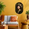 Bloemenhoed - Portret - Vrouw Wandcirkel Ovaal Forex klein -sfeer4