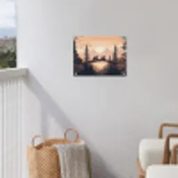 Beren - Bomen - Landschap - Zonsondergang tuinposter los doek klein -sfeer8