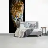 Luipaard - Dieren - Portret - Wilde dieren - Zwart fotobehang vinyl groot -slaapkamer