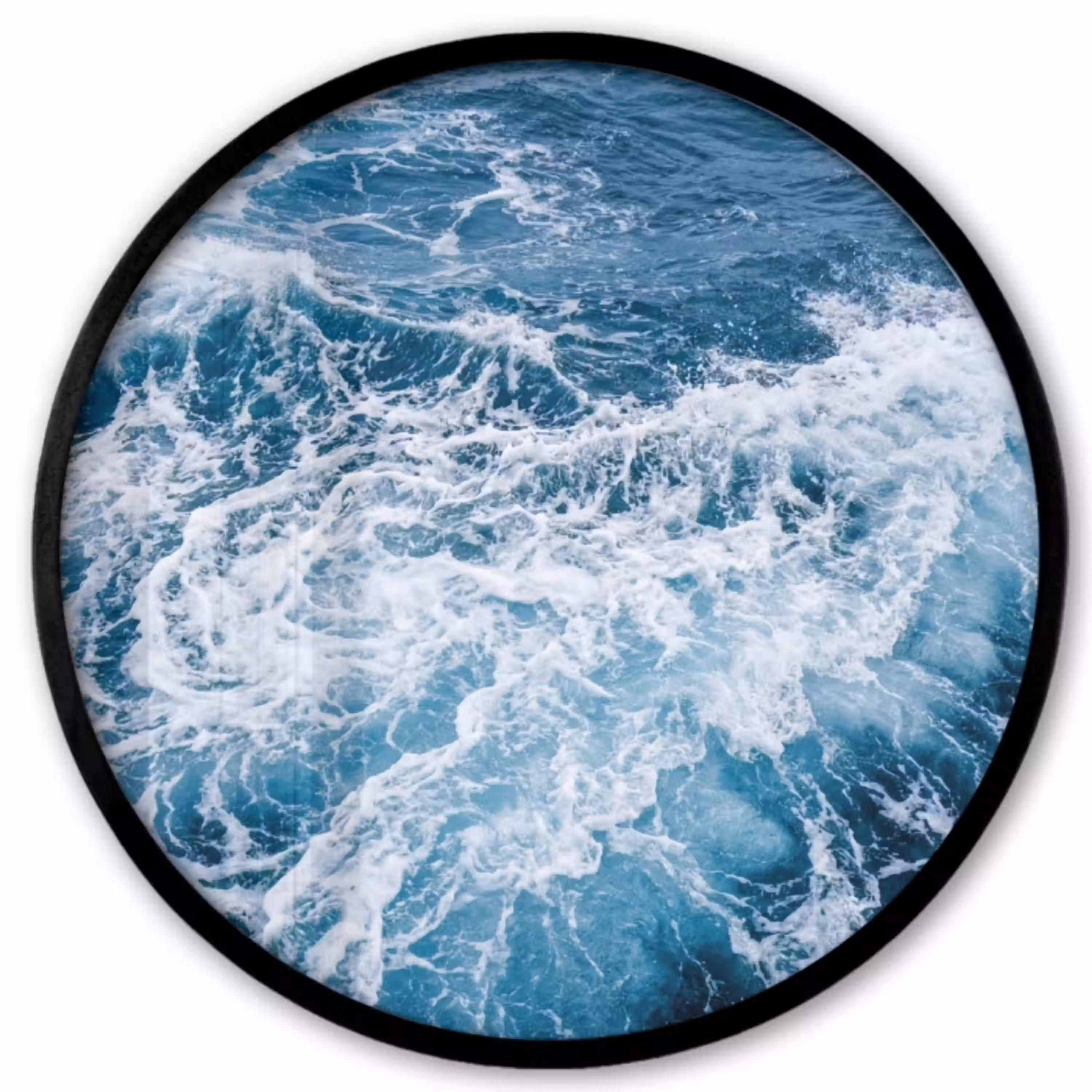 Golven - Oceaan - Blauw Fotolijst rond zonder passe partout klein -3d