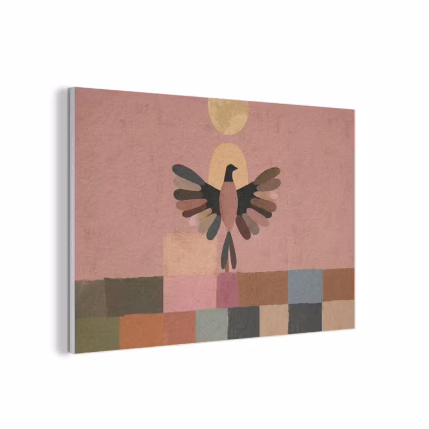 Akoestisch schilderij - Illustratie - Vogel - Vlakken - Kleurrijk