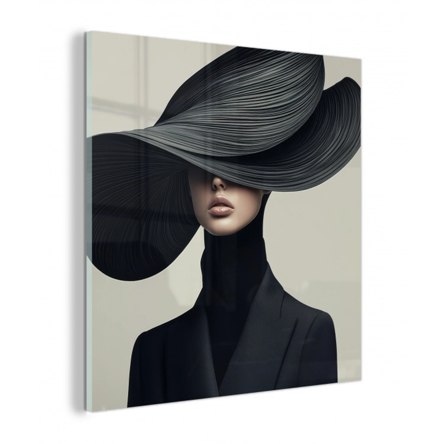 Zwart - Vrouw - Hoed plexiglas 5mm klein -z3d