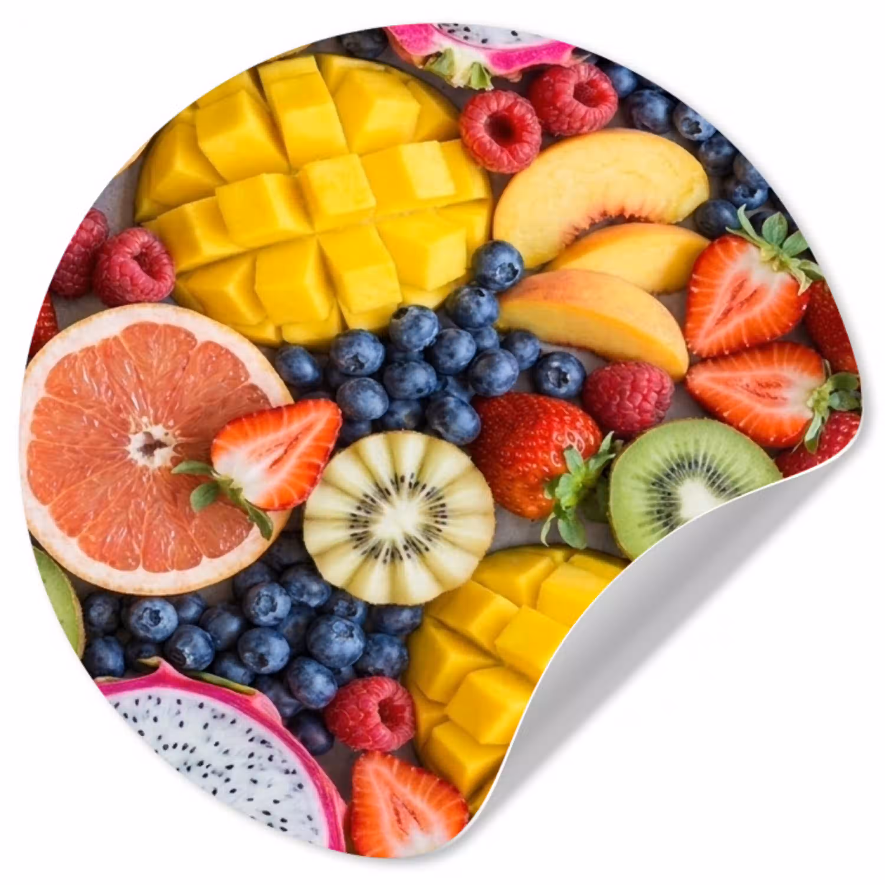 Fruit - Versneden - Kleurrijk - Eten - Gezond Wandcirkel behangsticker klein -3d