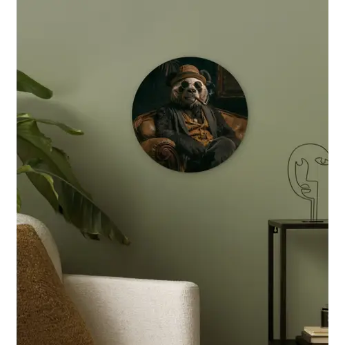 Panda - Hoed - Bril - Pak Wandcirkel plexiglas klein -sfeer3