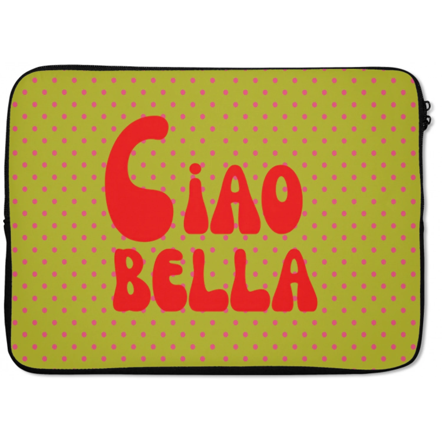 Ciao bella - Rood - Groen - Stippen laptophoes neopreen klein -zkaufland3dotto