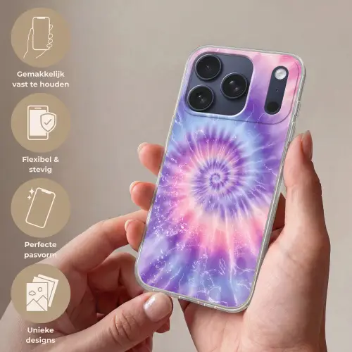 Pasteltinten - Paars - Spiraal - Marmer Telefoonhoesje iPhone 17 Pro klein -sfeer3_NL