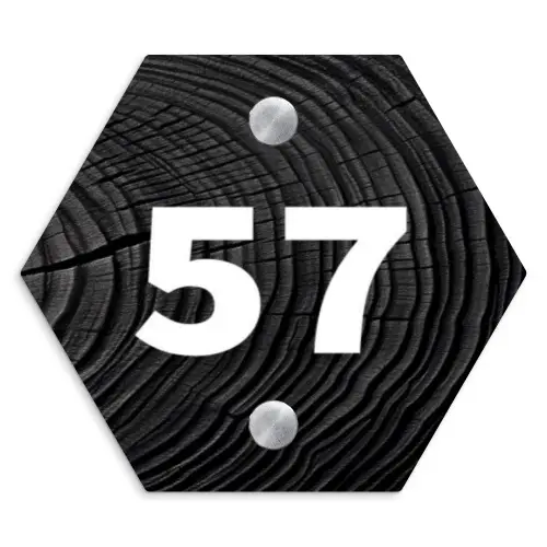 Zwarte houten nerf - Traditioneel Naambord Hexagon klein -3d
