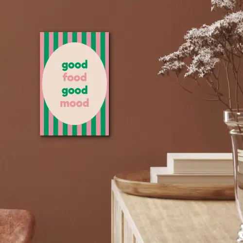 Gestreept - Quote - Ovaal - Roze aluminium wit klein -sfeer4