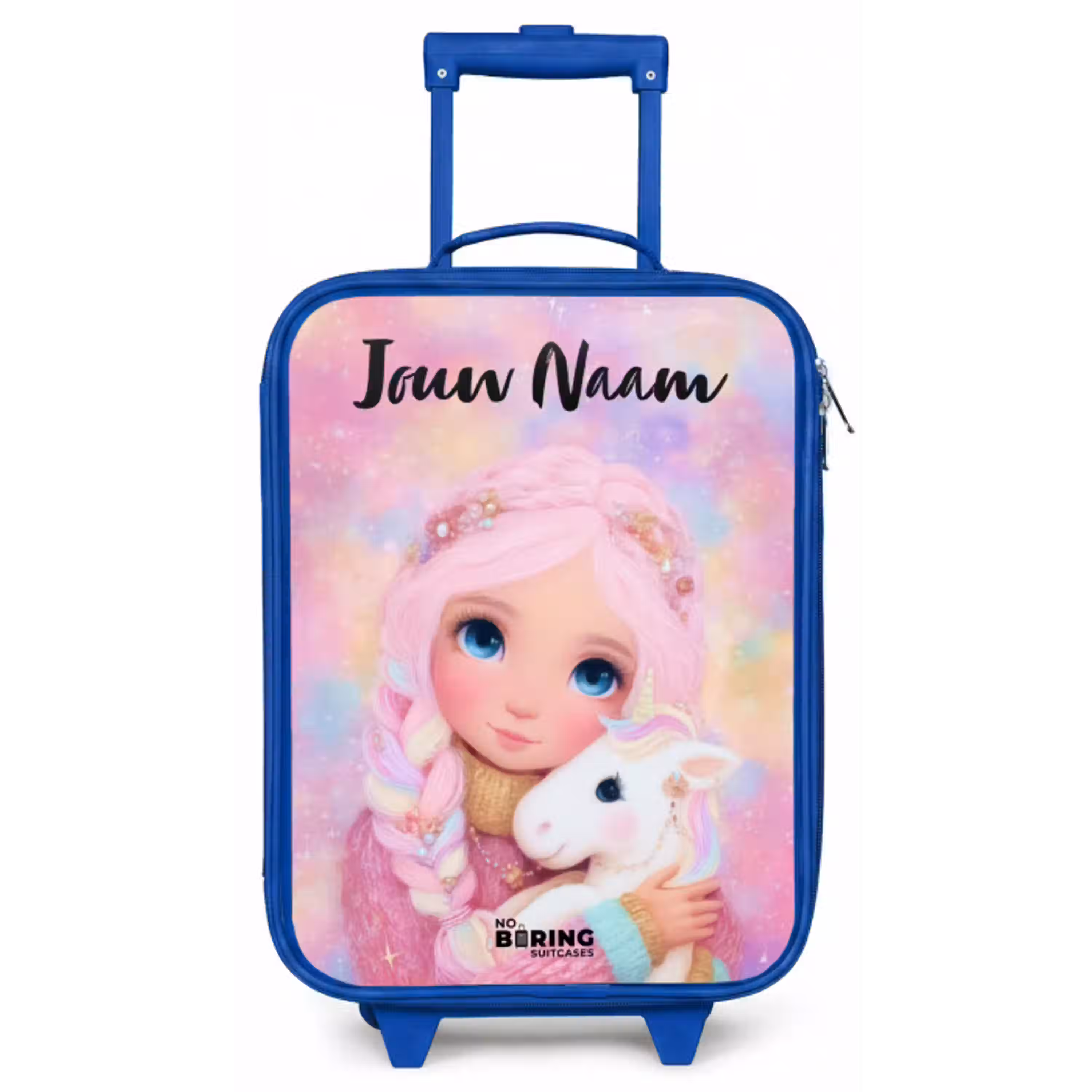 Meisje - Eenhoorn - Roze Kinderkoffer - Blauw klein -zz3dotto