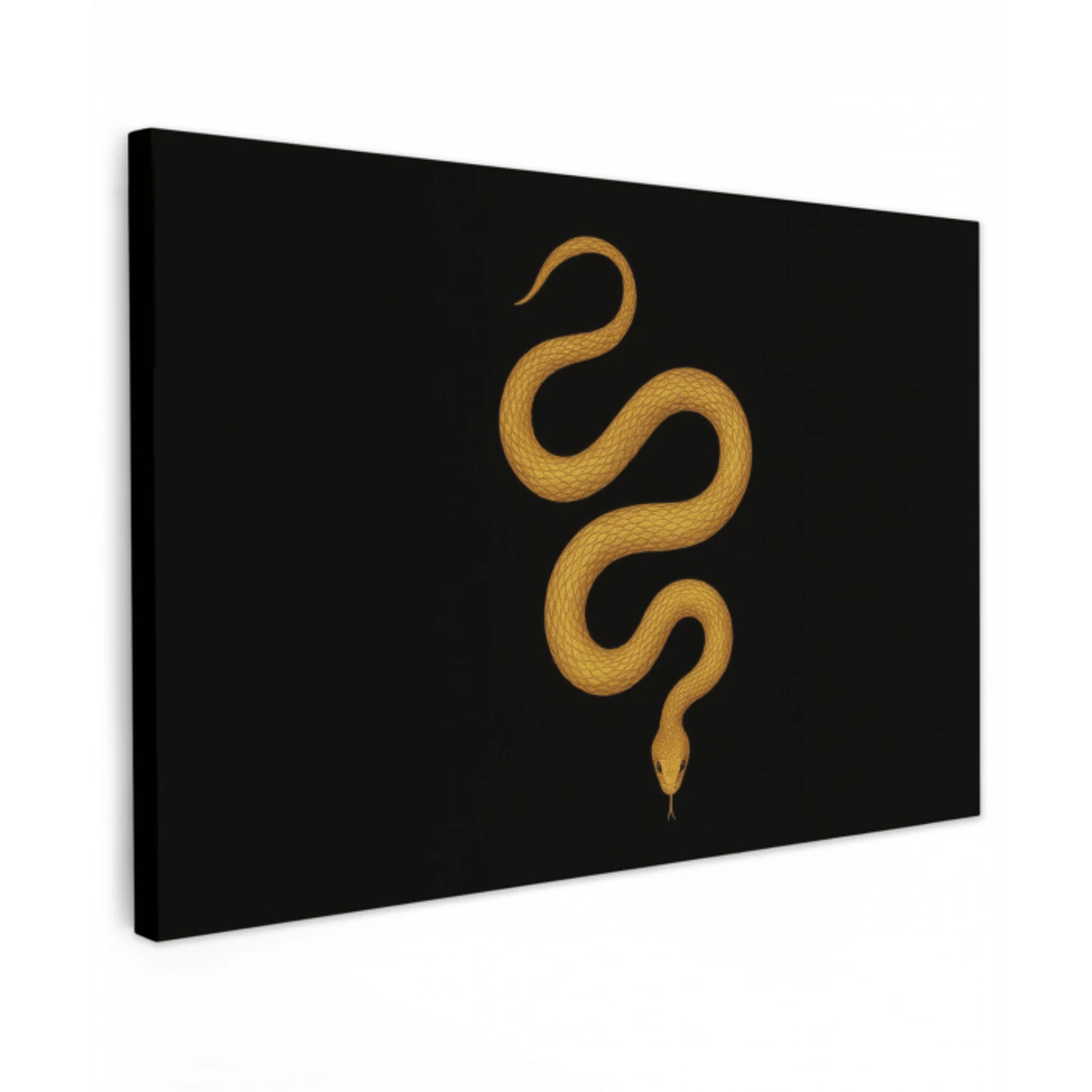 Slang - Minimalistisch - Goud Tuinposter op houten frame 2 cm dik klein -3d