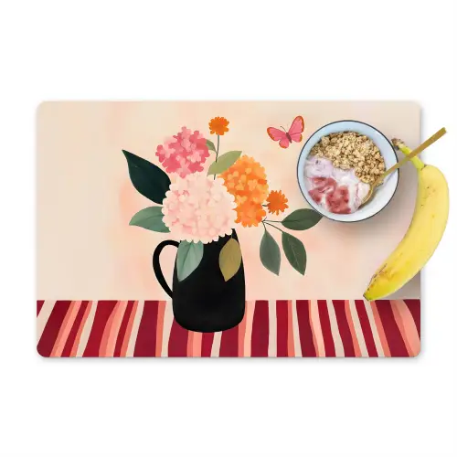 Vaas - Bloemen - Vlinder - Rood Placemat vinyl groot -zzzproduct_Kitchenyeah-website