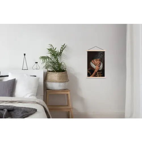 Willem van Oranje - Adriaen Thomasz - Sigaretten - Rook textielposter latten blank klein -woonkamer