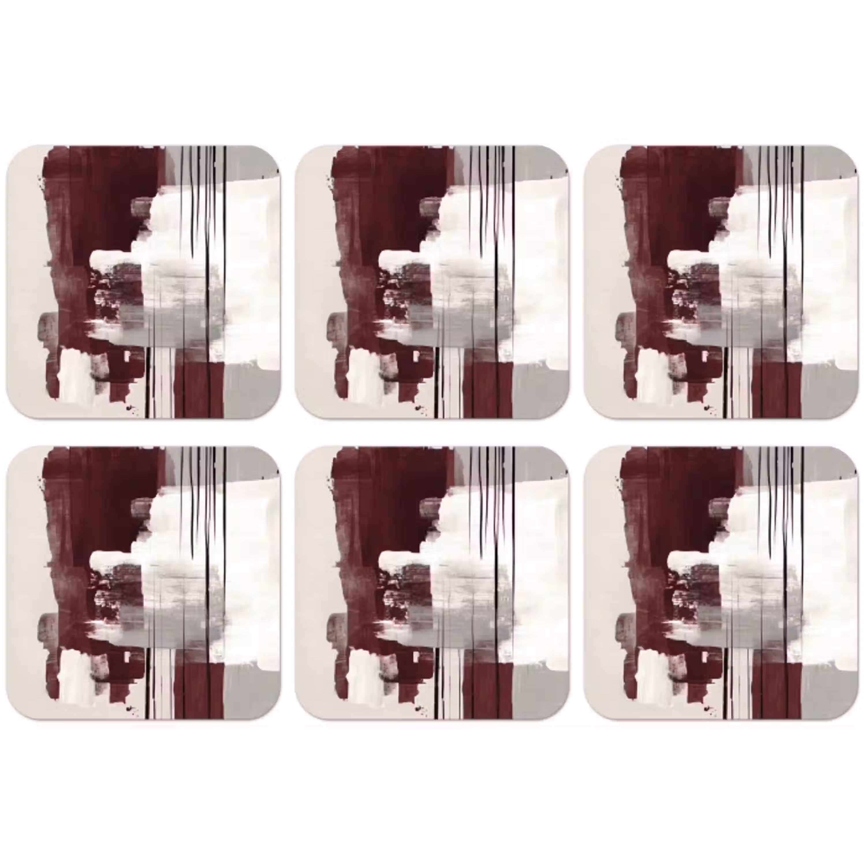 Penseelstreken - Abstract - Lijnen - Rood onderzetter kurk middel -zkaufland3dotto