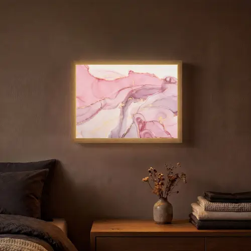Goud - Marmer - Roze Light Box met batterij (Wandlamp) middel -sfeer4