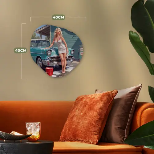 Auto - Vrouw - Groen Wandcirkel Organisch Forex 3mm klein -sfeer3