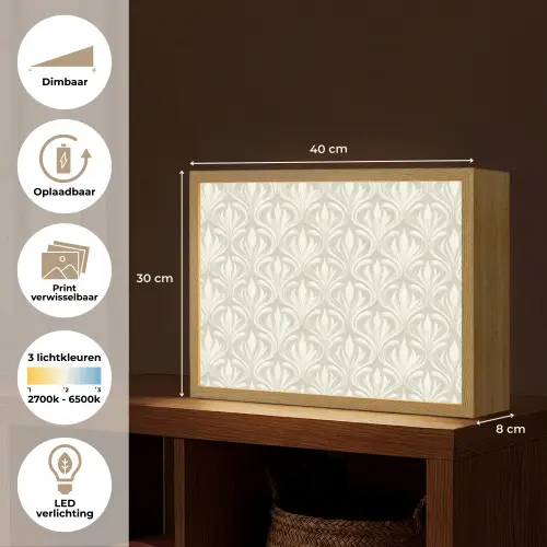 Barok - Patroon - Beige Light Box met batterij (Wandlamp) middel 907 -USP_websiteoverzichtNL