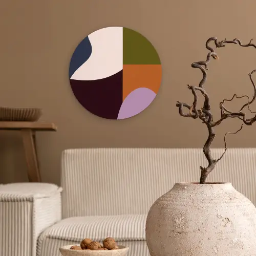 Vormen - Abstract - Kleuren - Vierkant Wandcirkel kunststof plaat 5mm dik klein -sfeer1