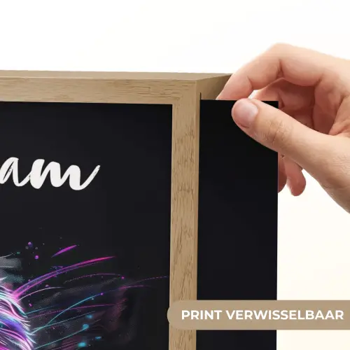 Leeuw - Kleuren - Zwart - Dieren Light Box met batterij (Wandlamp kind) middel -USP_websiteprintNL