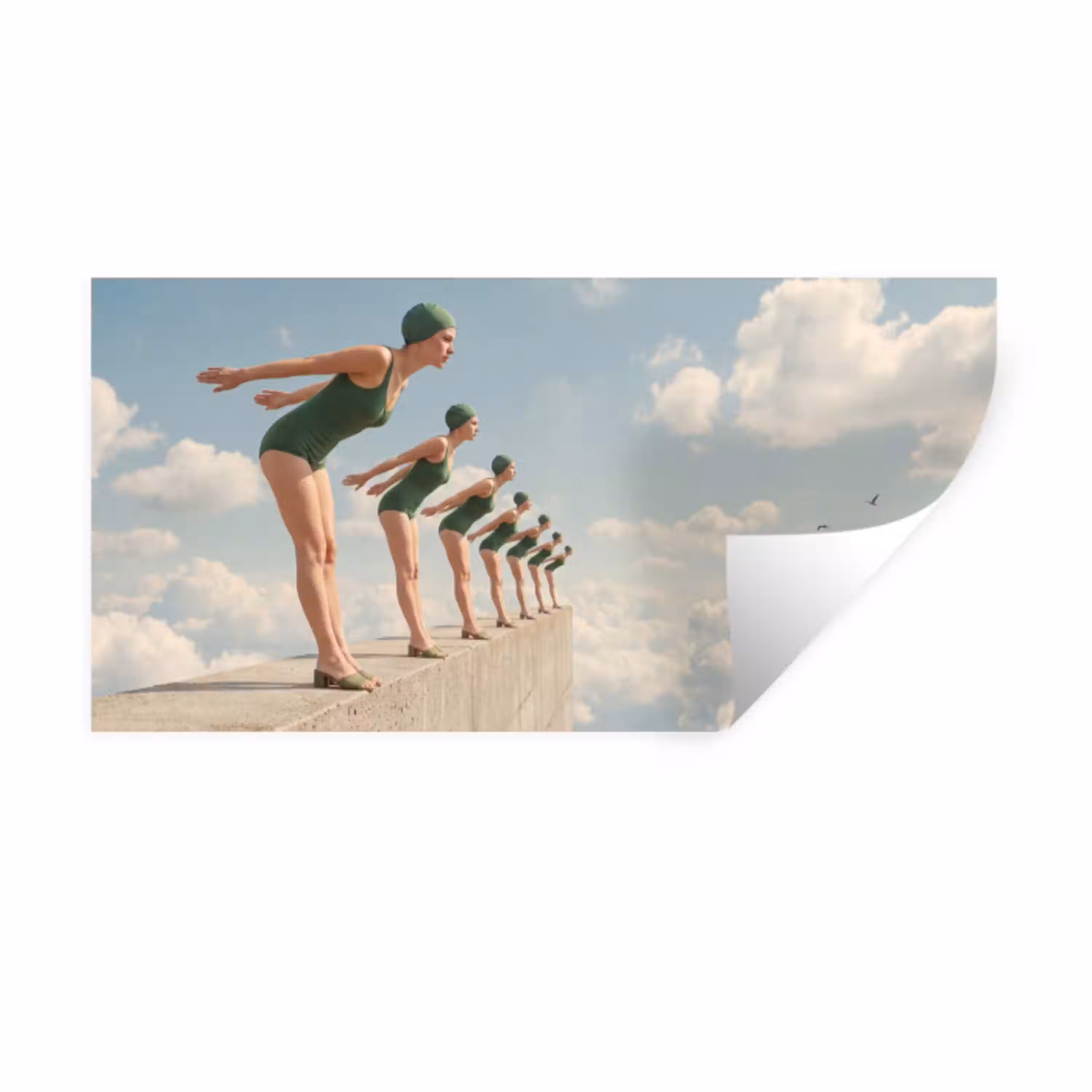 Vrouwen - Duikhouding - Wolken Muursticker klein -3d