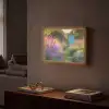 Tuinhuisje - Blauw - Bloemen Light Box met batterij (Wandlamp) middel -sfeer1