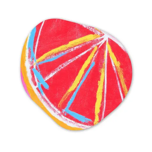 Grapefruit - Geschilderd - Roze - Strepen Wandcirkel Organisch Plexiglas middel -3d