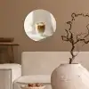 Mok - Latte - Minimalistisch - Schaduw Wandcirkel kunststof plaat 5mm dik klein -sfeer1