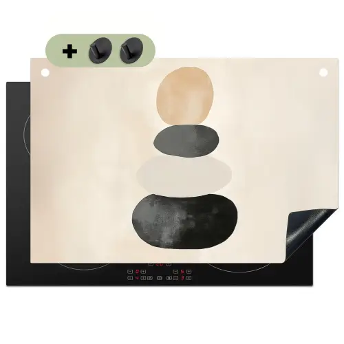 Japandi - Wabi sabi - Beige Inductie beschemer met haakjes klein -3d