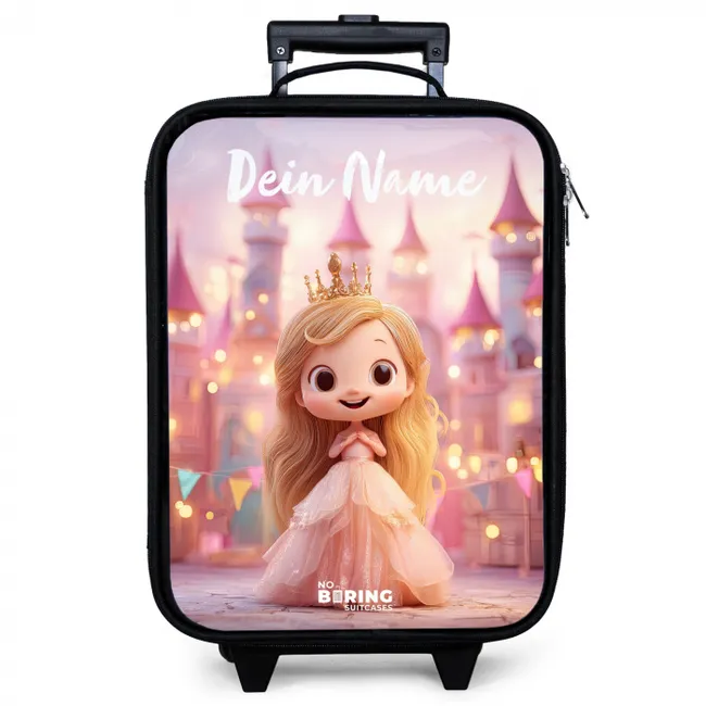 Kinderkoffer mit Name - Prinzessin - Rosa - Schloss