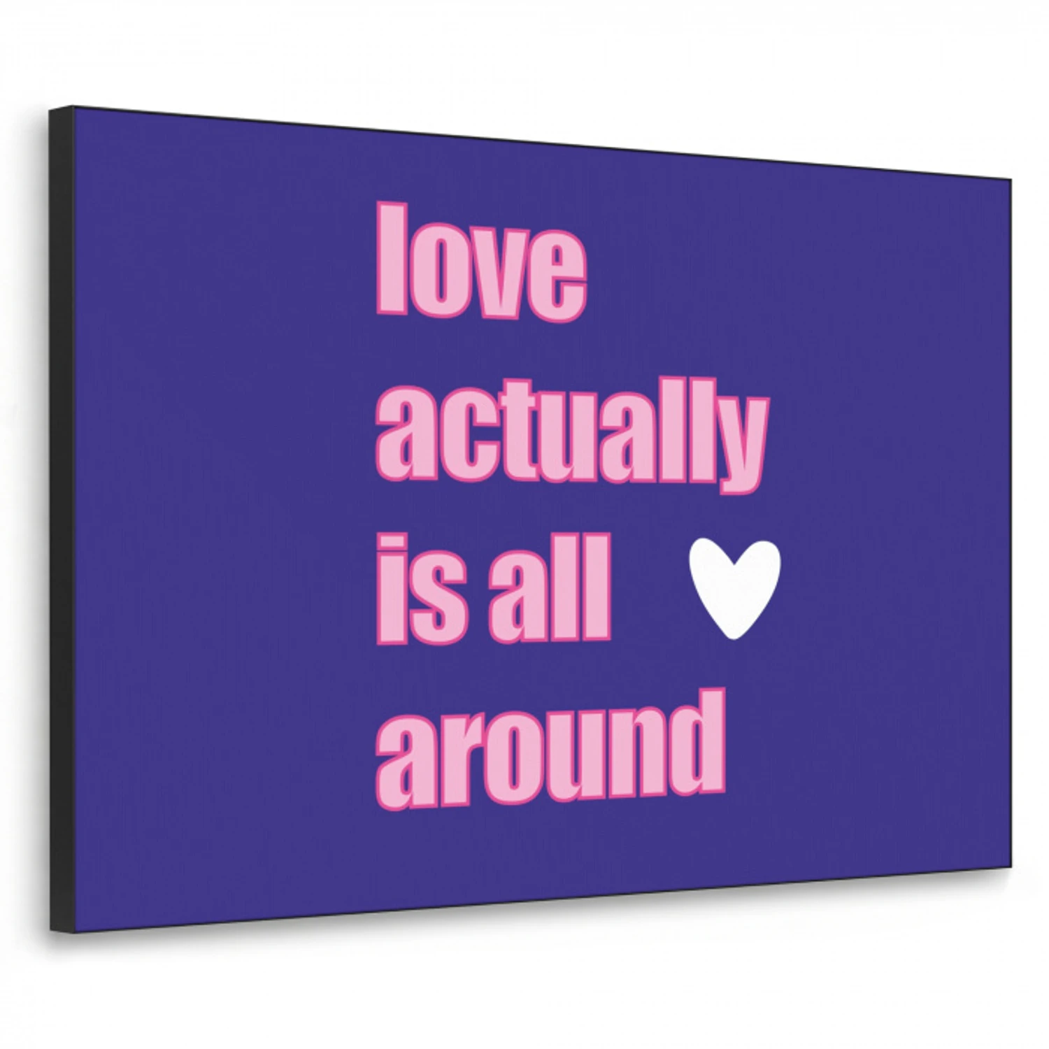 Tekst - Valentijn - Love - Blauw Textielframe zwart klein -3d