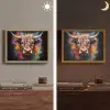 Graffiti - Schotse hooglander - Zwart - Koe Light Box met batterij (Wandlamp) middel -sfeer3