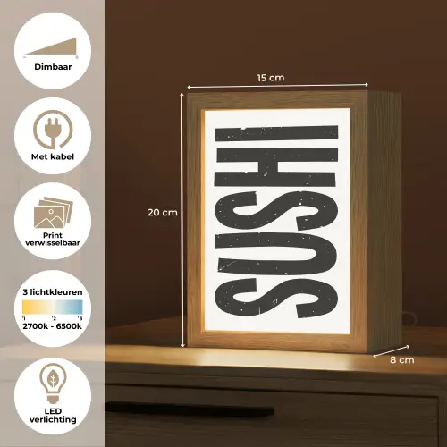 Japandi - Sushi - Zwart - Vintage Light Box met kabel (Wandlamp) klein -USP_websiteoverzichtNL