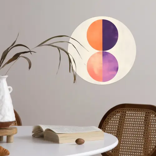Abstract - Cirkels - Paars Wandcirkel behangsticker klein -sfeer3