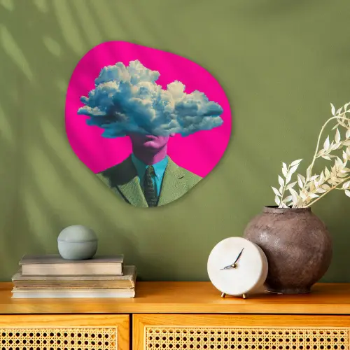 Man - Pak - Wolk - Roze Wandcirkel Organisch Forex 3mm klein -sfeer2