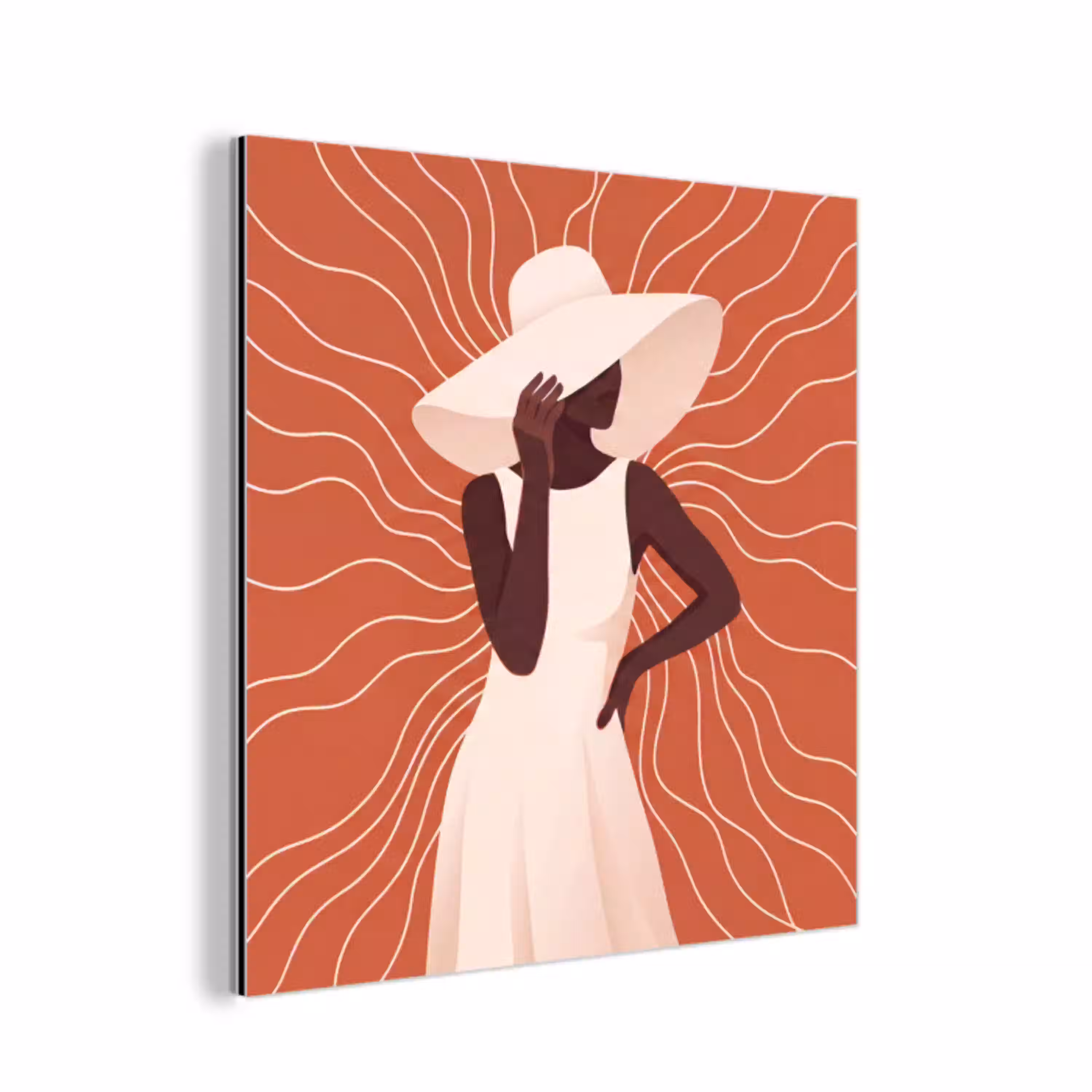 Vrouw - Hoed - Portret - Modern - Beige aluminium wit klein -3d
