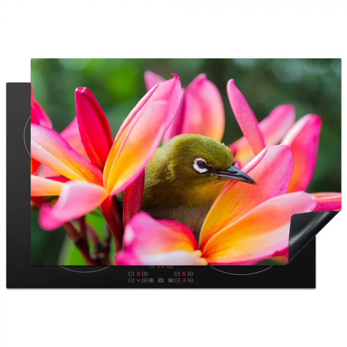 Tropische vogel tussen roze bloem Inductie beschermer vinyl 3mm klein -3d