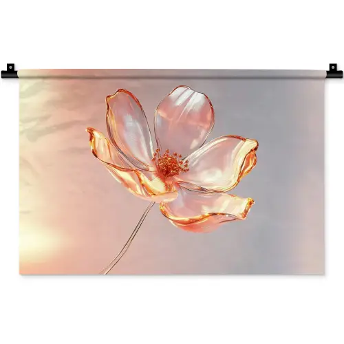 Glazen - Bloem - Roze Wandkleed katoen klein -zz3d