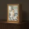 Retro - Blauw - Vrouw Light Box met kabel (Tafellamp) klein -z3d_website