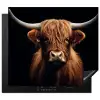 Schotse hooglander - Zwart - Koe - Dieren Inductie beschermer vinyl 3mm middel -3d