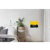 Geel - Think big - Grafisch textielposter latten blank klein -woonkamer