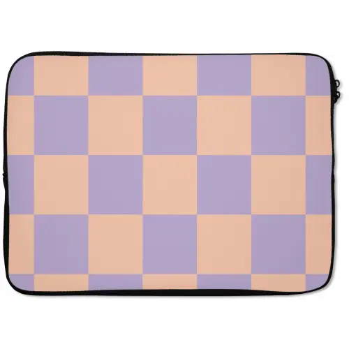 Schaakbord patroon - Paars - Roze - Blokjes laptophoes neopreen klein -zkaufland3dotto
