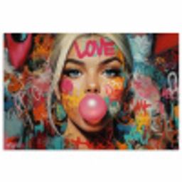 Vrouw - Kauwgom - Graffiti - Love poster papier klein -3d