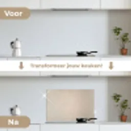 Japandi - Beige - Modern keuken achterwand spatscherm klein -voor_na_NL