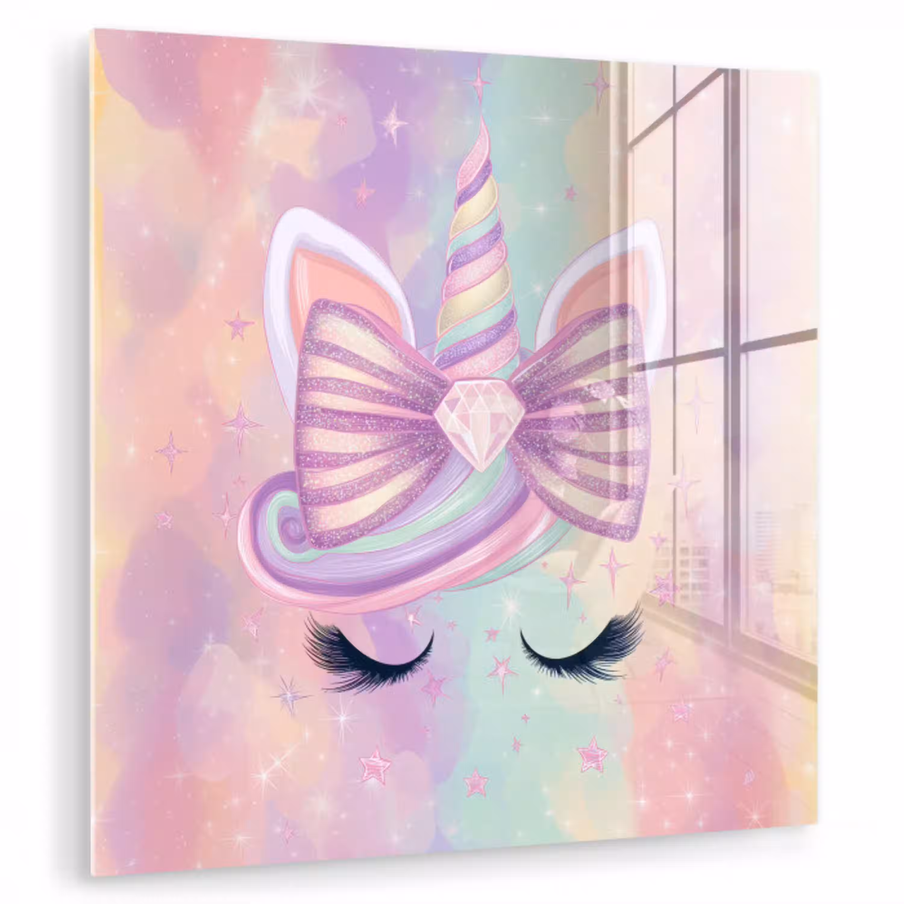 Eenhoorn - Glitters - Regenboog - Pastel plexiglas 5mm klein -zzzproduct_nieuw
