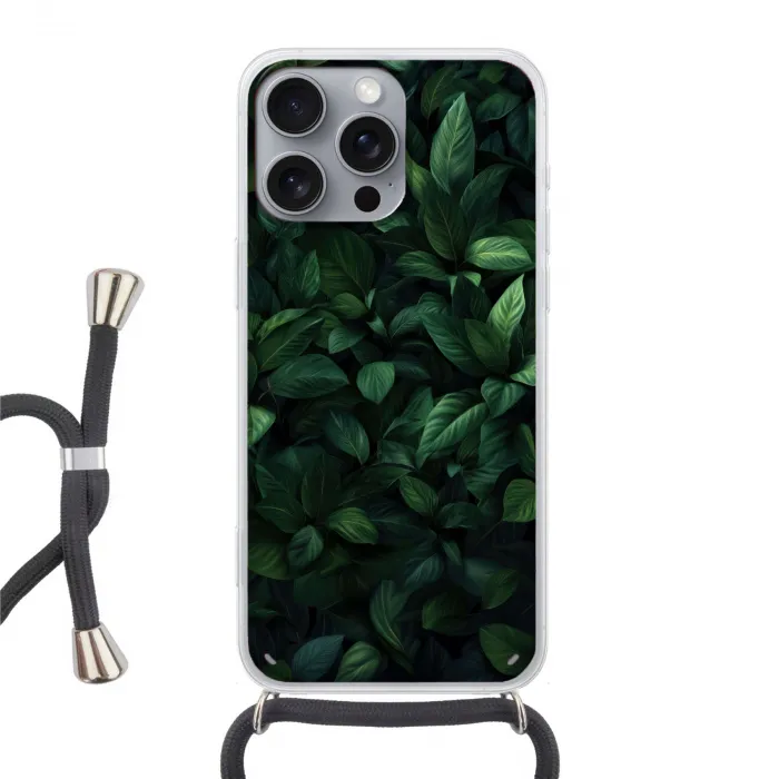 Bladeren - Ovaal - Groen - Nerven Hoesje iPhone 16 Pro Max met koord klein -3d