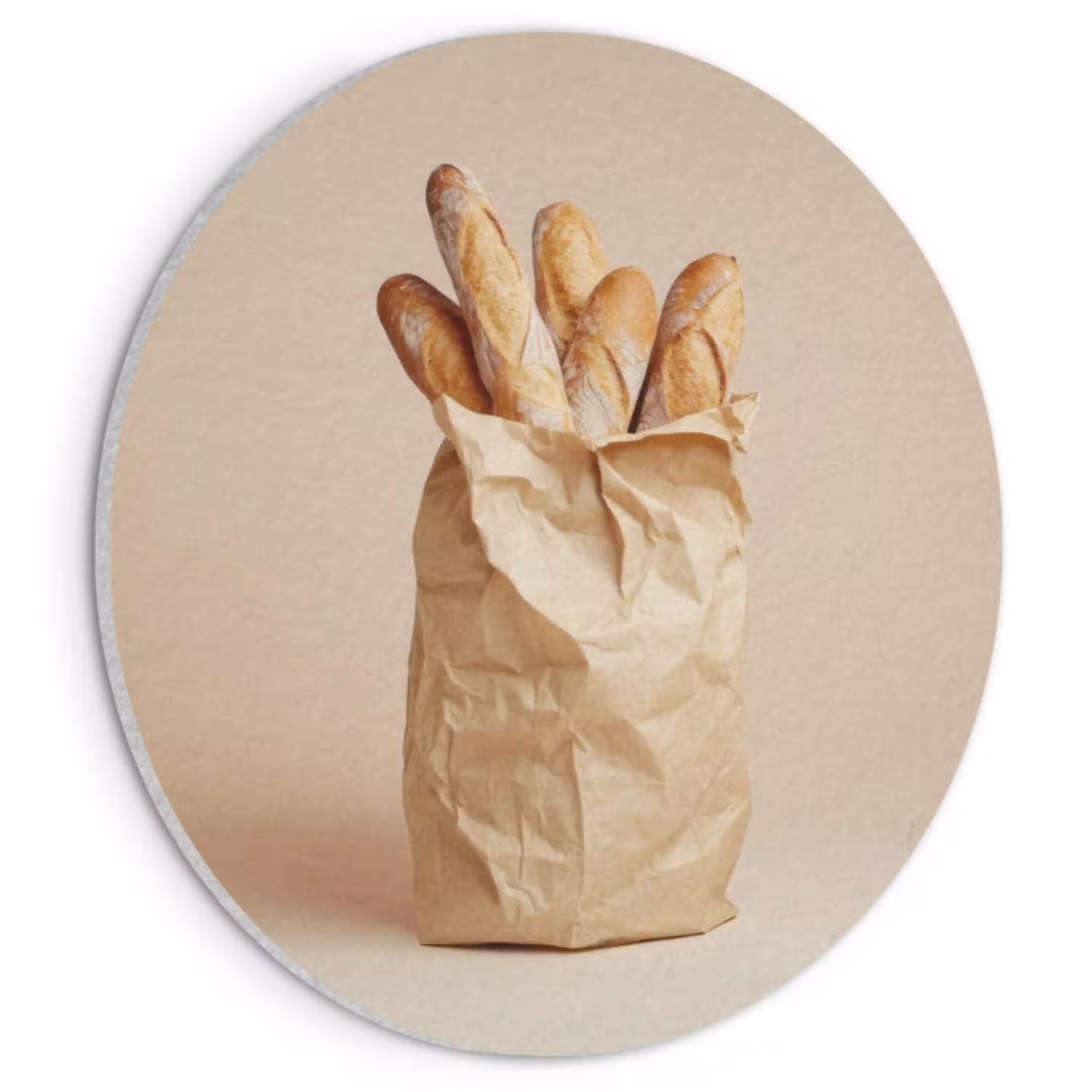 Baguette - Brood - Stokbrood - Beige Akoestische PET Vilt - Rond klein -3d